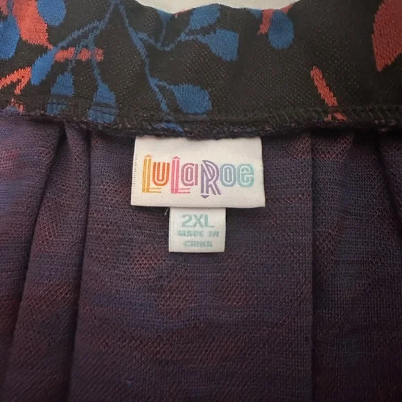 LuLaRoe Madison Floral Skirt with Red and Blue Accents - Picture 5 of 6